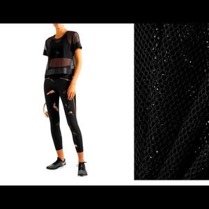 Lucas Hugh Women's Black Cropped Mesh T-shirt